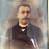 Portrait, photographie, ambrotype, peint à la main, XIXème, signé EV, daté 1881, verre bombé