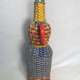 Bouteille verre rotin scoubidou couleurs