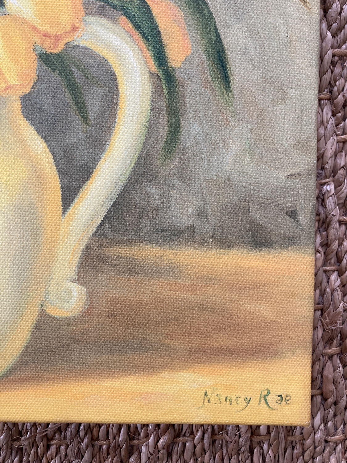 Bouquet of flowers including tulip and yellow pitcher