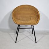 1960s Wicker Chair Woven Armchair Mid-Century