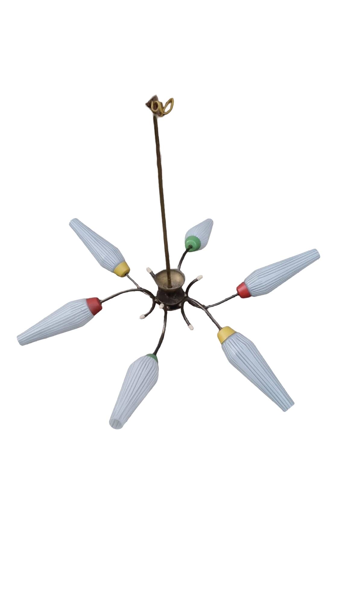 Vintage 6-arm pendant light from the 1960s