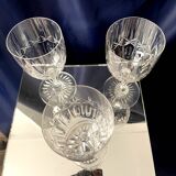 Set of 3 cut crystal water or wine glasses