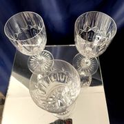 Set of 3 cut crystal water or wine glasses