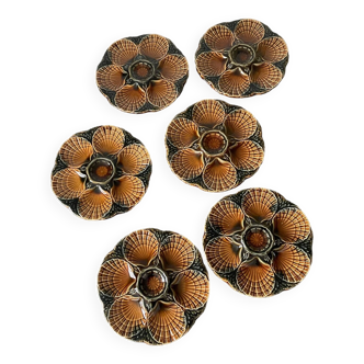 Sarreguemines majolica oyster plates