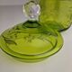 Green chiseled cut glass candy box