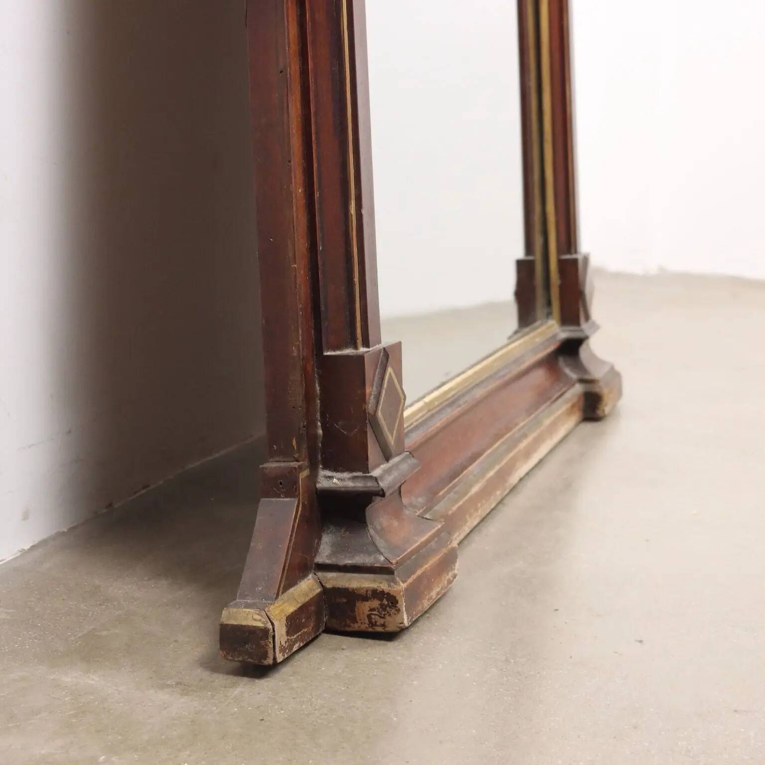 Eclectic antique mahogany mirror, Italy, 19th century