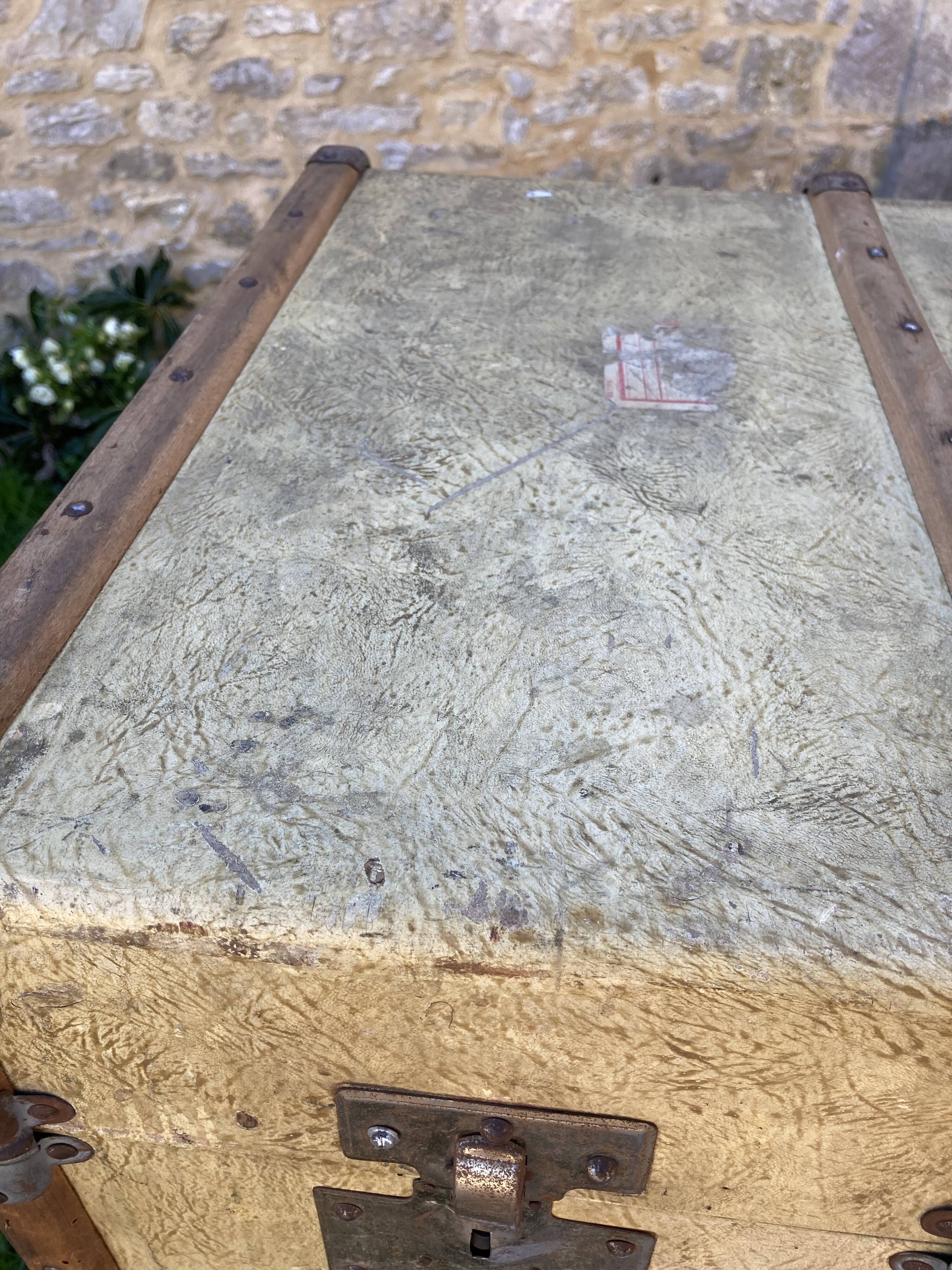 Antique wooden travel trunk
