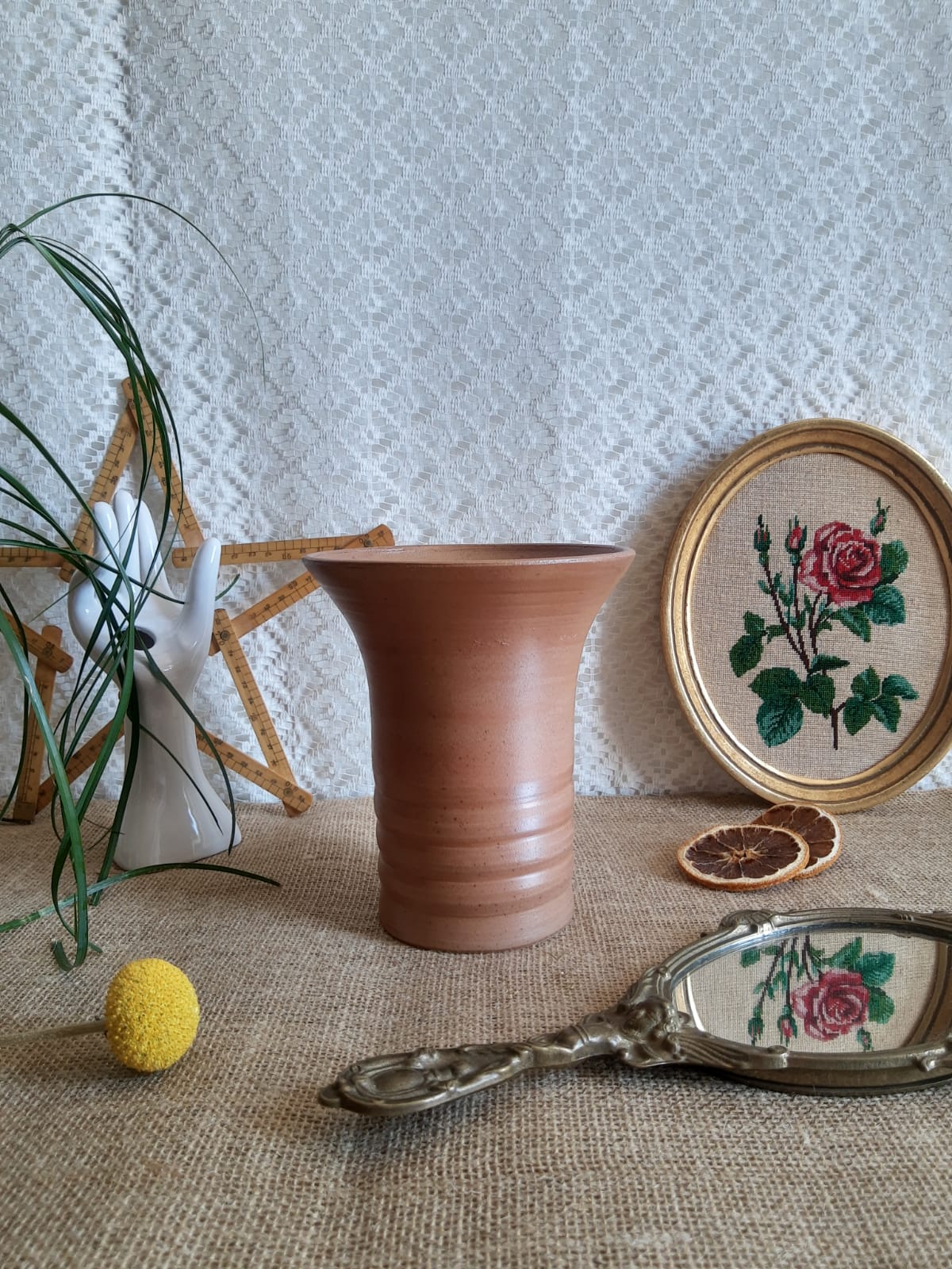 Bonny sandstone vase France handmade vintage