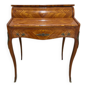 Slope desk secretary with inlaid cylinder Louis XV style