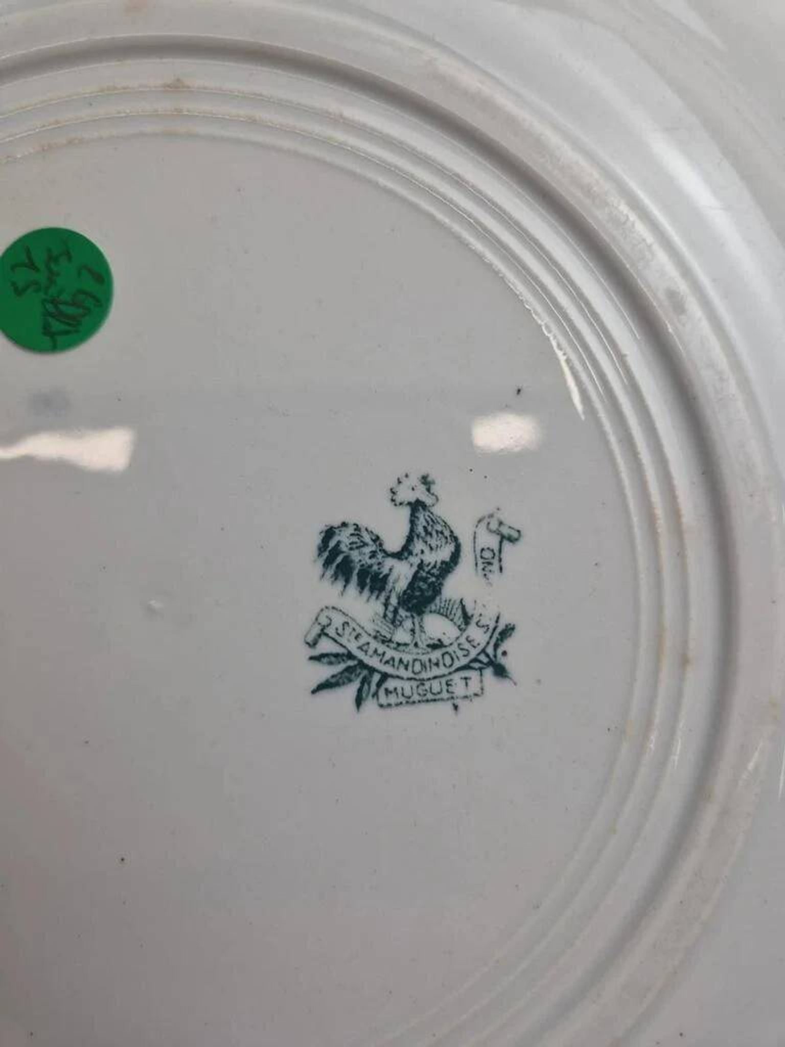 Large round antique ironstone plate, Saint-Amandinoise – Model Lily of the Valley