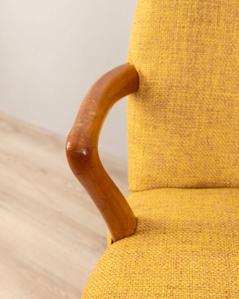60s vintage armchair in yellow fabric Italian design