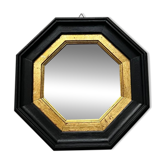 Black and Gold Octagonal Mirror 29x29cm