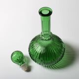 Vintage Emerald Green Glass Decanter / Rare Bottle with Stopper / Empoli