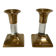 Pair of small brass and glass candlesticks