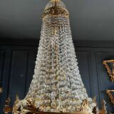 19th Century Louis XVI Style Gilt Bronze Chandelier With Crystal Tassels - H125cm