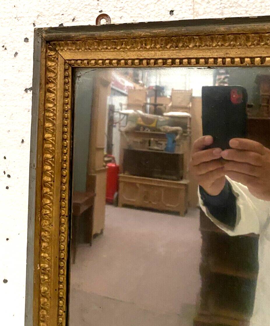 Louis XVI style mirror in wood and gilded stucco 19th century Mantel trumeau
