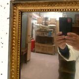 Miroir de style Louis XVI en bois et stuc doré XIX siècle Trumeau de cheminée