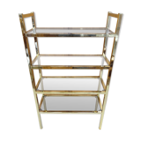 Shelf metal gilded smoked glasses 70's