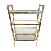 Etagère métal doré verres fumés 70's