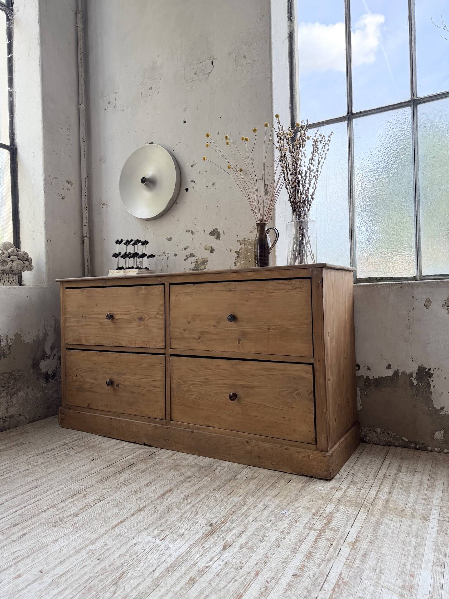 1950s pine workshop furniture 175cm
