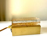 Scandinavian midcentury wall light in crystal and brass