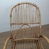 Rotin and bamboo rocking-chair