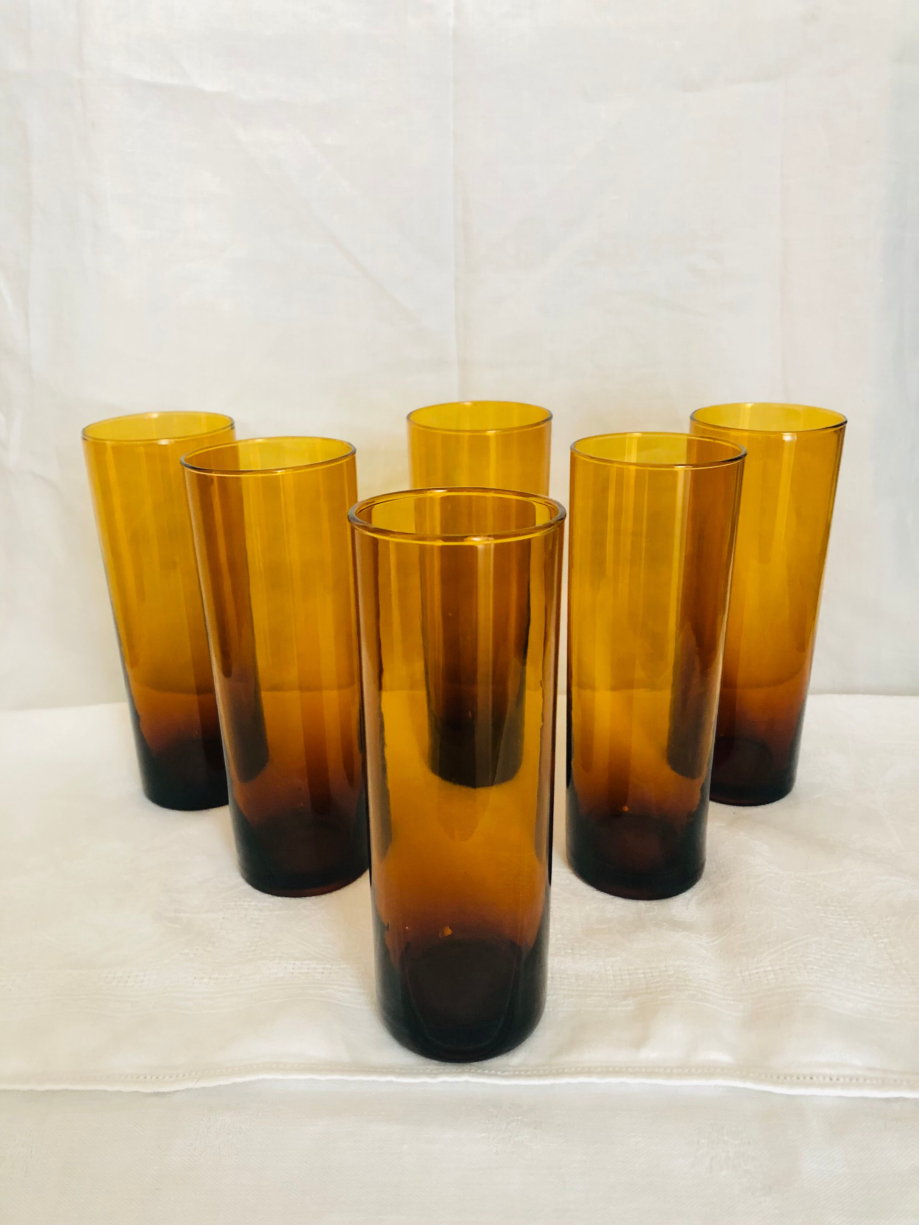 Orange glasses, amber glass long drink