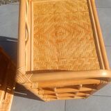 Pair of 1970s rattan bedside tables
