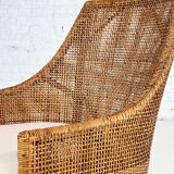 Rattan and Wood Chairs, France, Set of 6