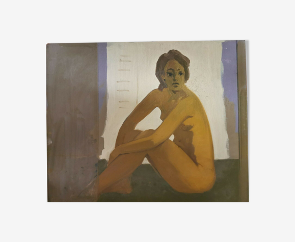 Huile sur panneau nu féminin de paul châtelain
