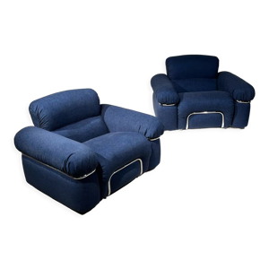 Paire de fauteuils bleu Piazzesi