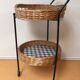 Serving trolley with two wicker / rattan serving trays