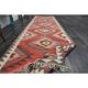 1970s Vintage Turkish Oushak Handmade Wool Cotton Pink Runner Rug 102x335