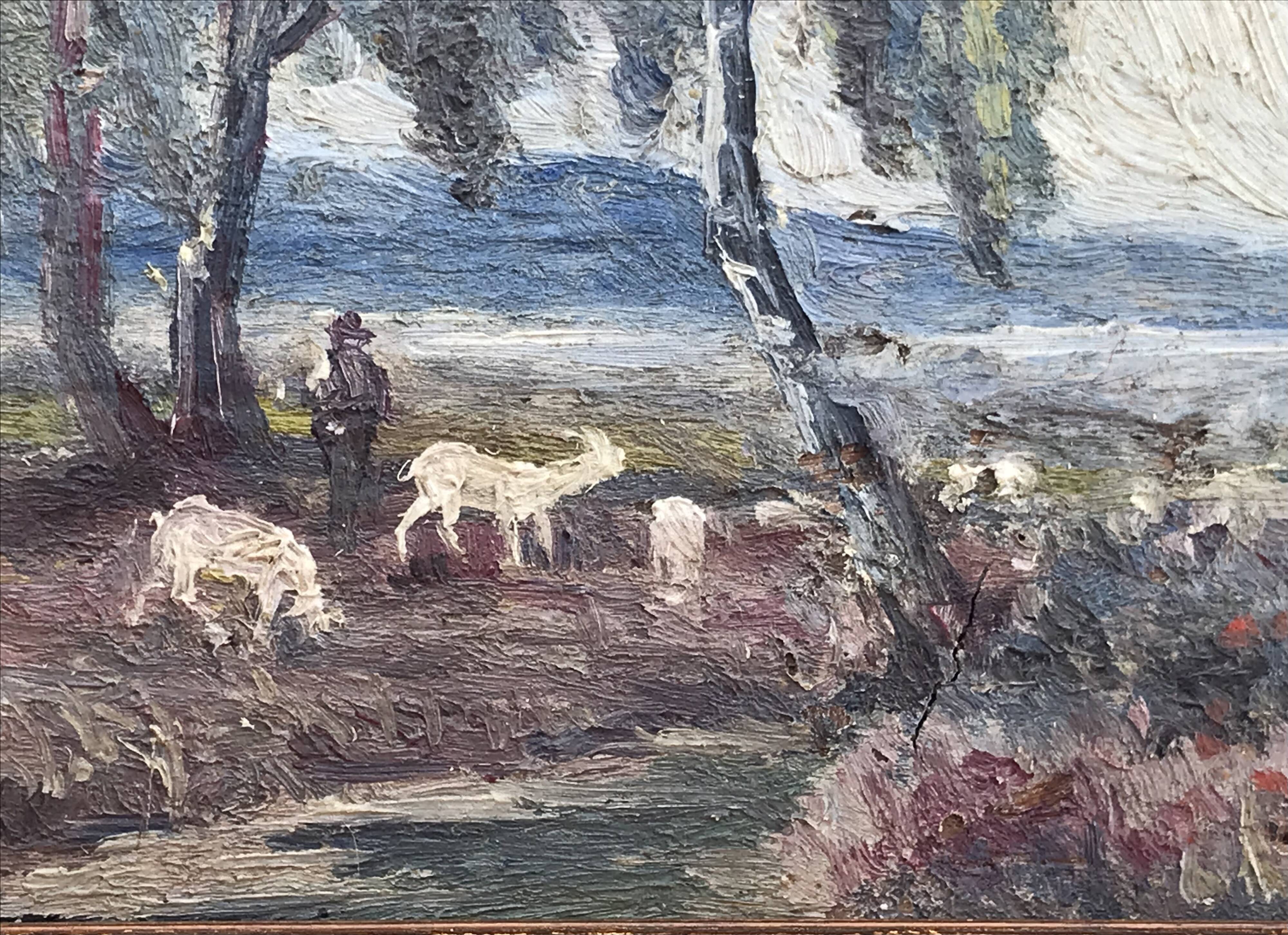 Painting, herd of goats and its keeper, 19th century