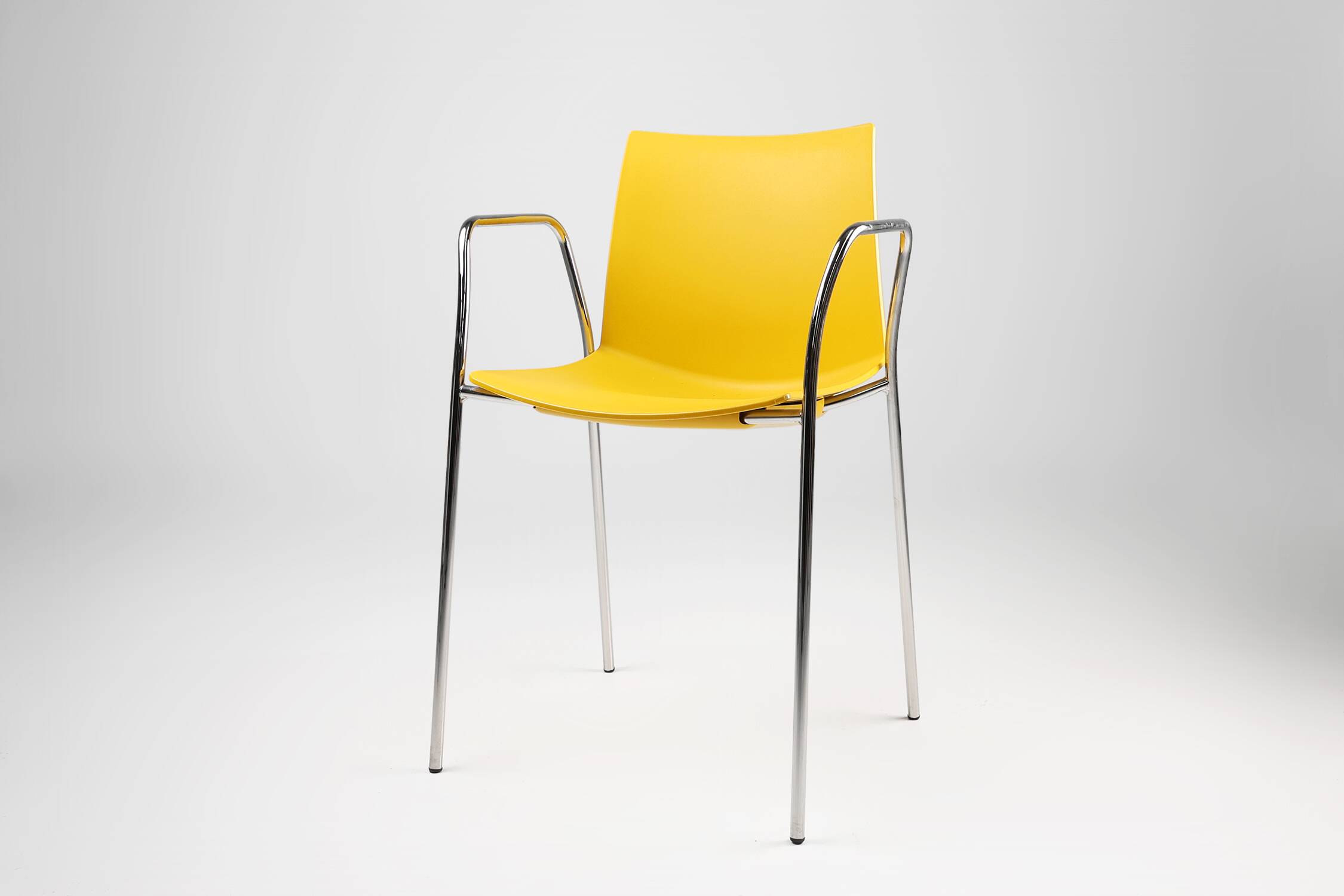 Mid-Century yellow Chair with Metal Frame and Plastic Seat, Belgium