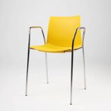 Chaise jaune du milieu du siècle avec structure en métal et siège en plastique, Belgique