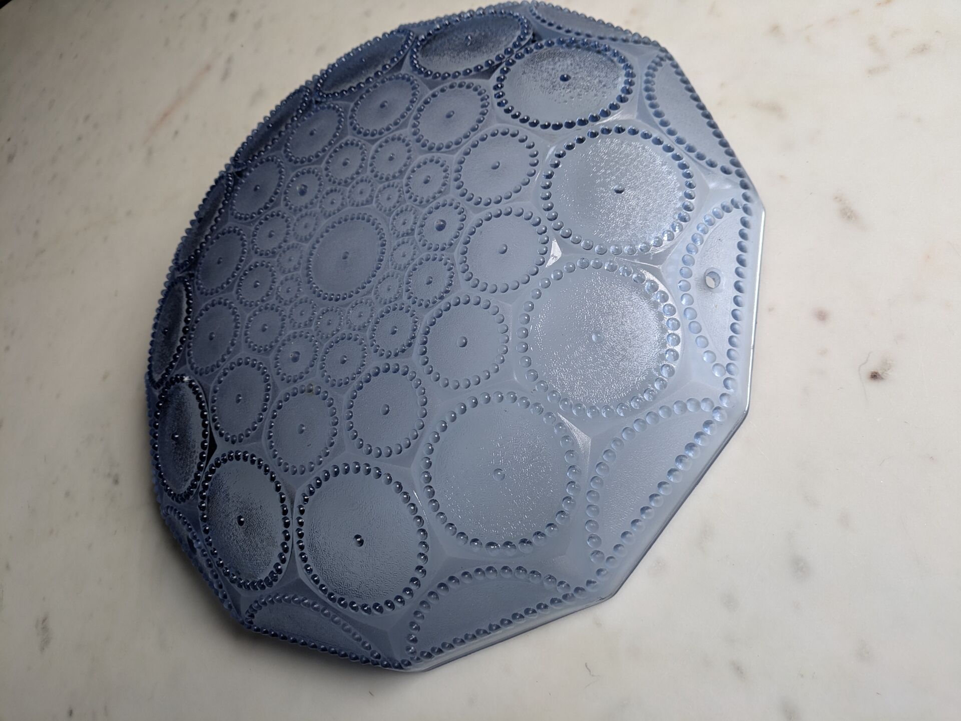 Grande Vasque moulé Art Deco Bleu azur.