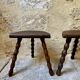 Turned wooden tripod stool x2