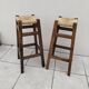 Pair of vintage stools with straw seats
