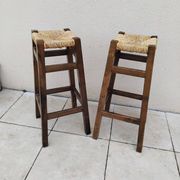 Paire de tabouret vintage assise paille