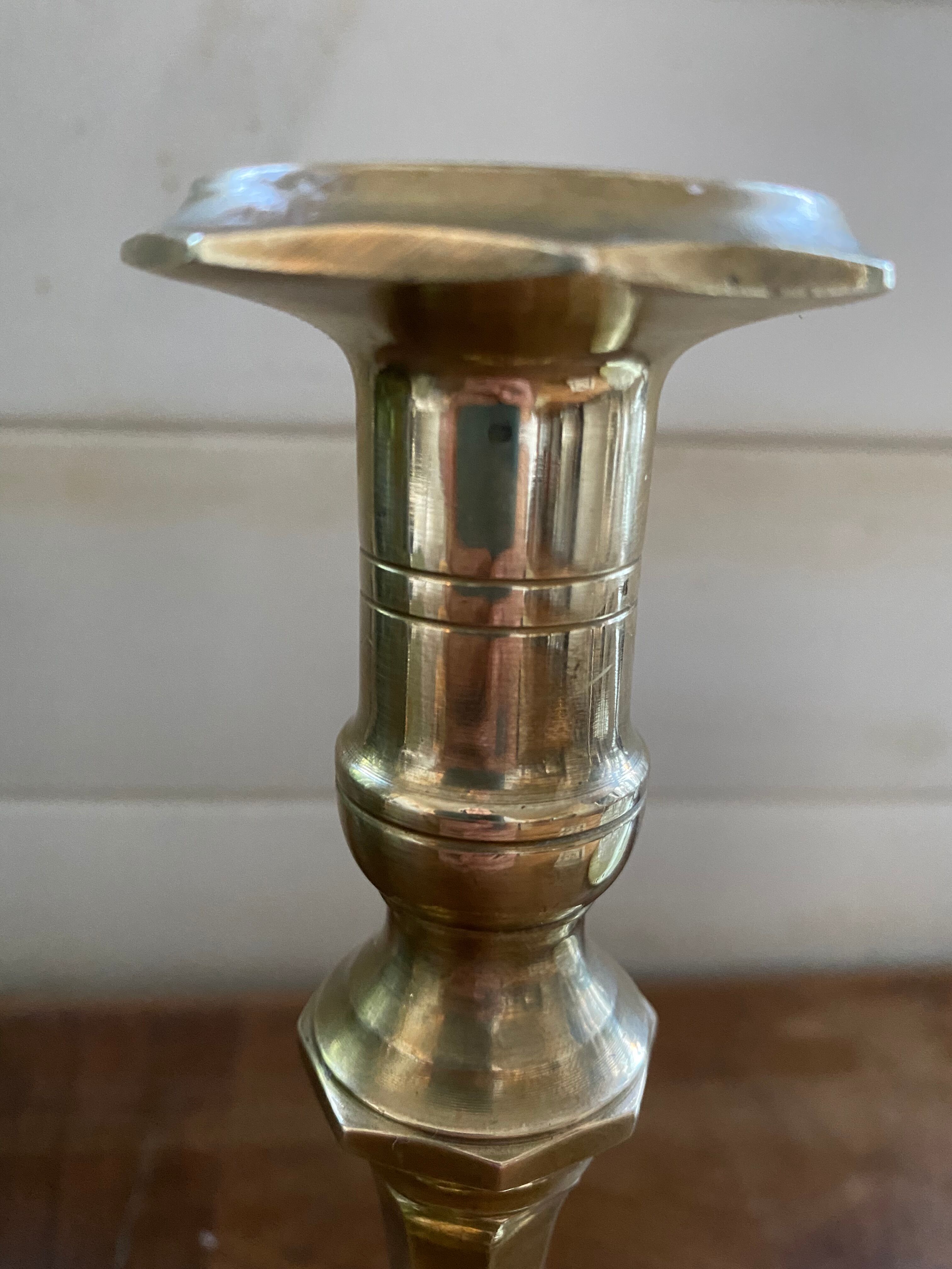 Antique brass candle holder