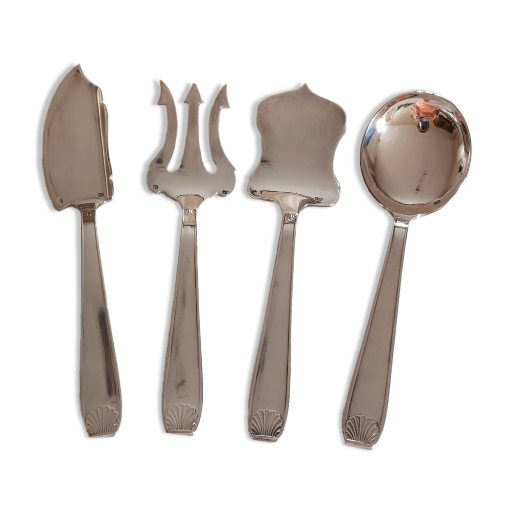 Service à mignardises 4 couverts en argent fourré minerve + écrin