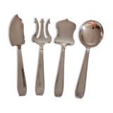 4 silver-plated metal serving utensils with case