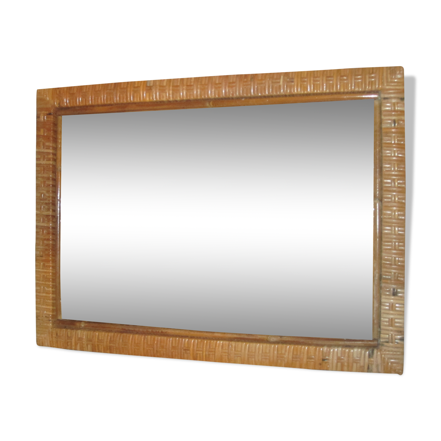 Rectangular mirror in vintage rattan 40x55cm