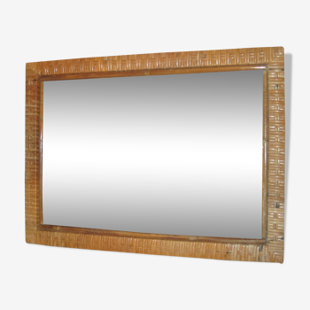 Miroir rectangulaire en rotin vintage 40x55cm