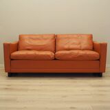 Orange leather sofa, Danish design, 1970s, production: Denmark