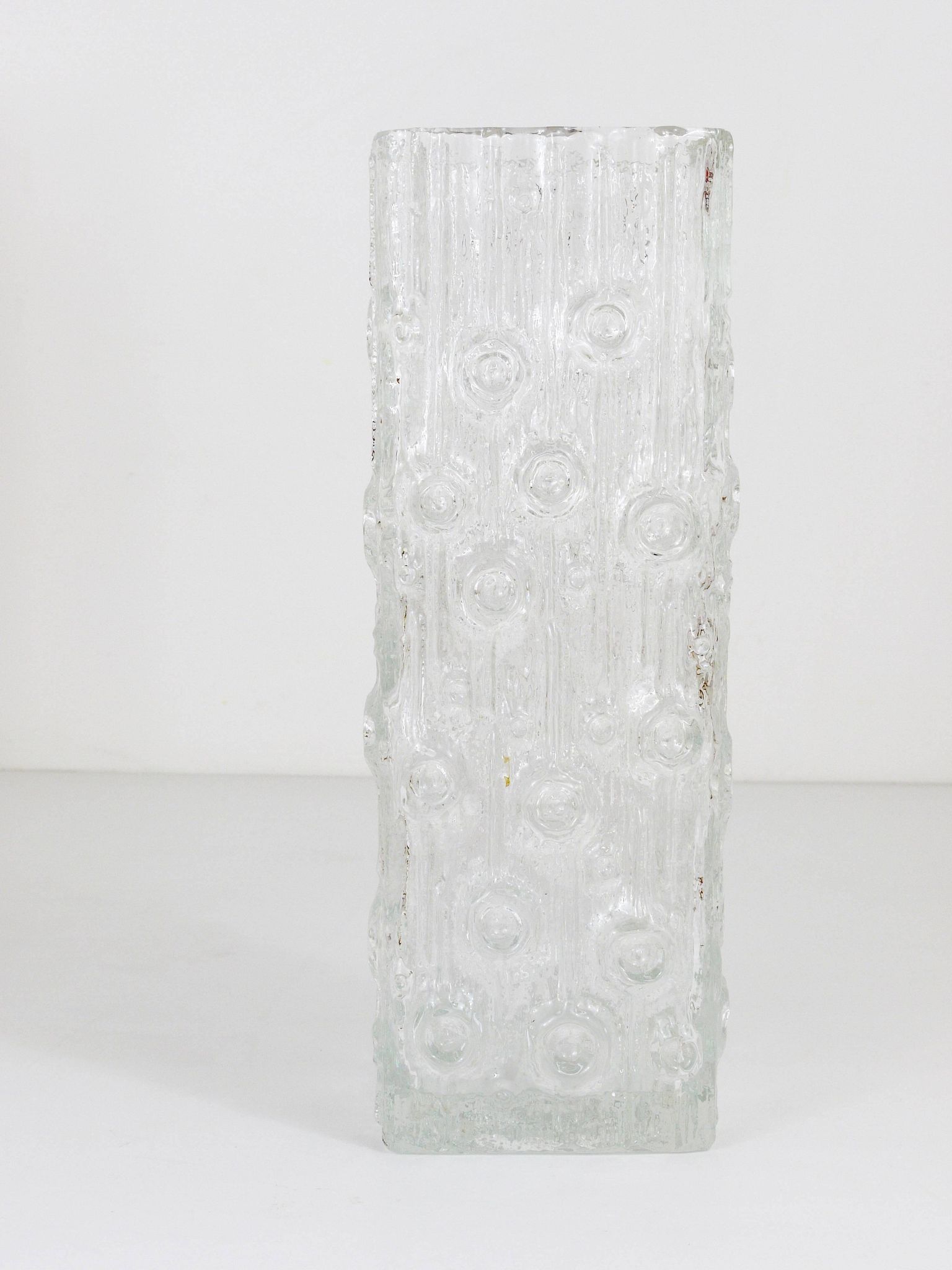 Peill & Putzler Modern Square Op Art Vase in Frosted Glass, Germany, 1970s
