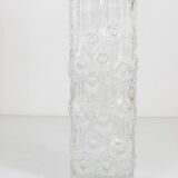 Peill & Putzler Modern Square Op Art Vase in Frosted Glass, Germany, 1970s