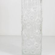 Peill & Putzler Modern Square Op Art Vase in Frosted Glass, Germany, 1970s