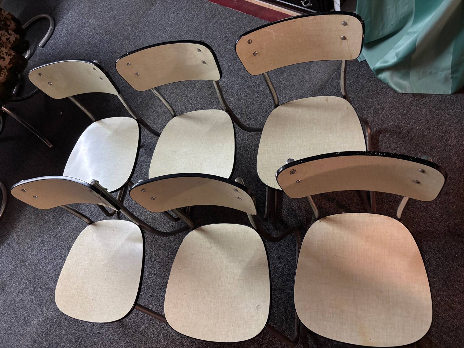 6 vintage design Formica and stainless steel chairs